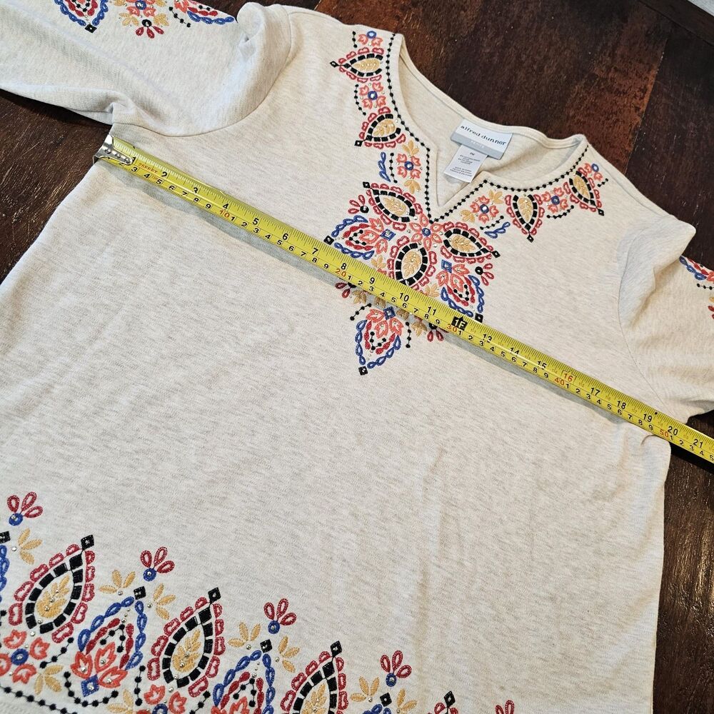 ALFRED DUNNER petite m embroidered knit top nwt boho harvest moon lagenlook - Picture 4 of 11